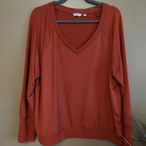 Reitmans Burnt Orange V-Neck Long Sleeve